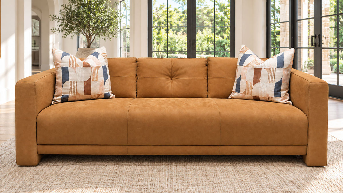 Echo Augergine Leather Sofa | Gallery Furniture