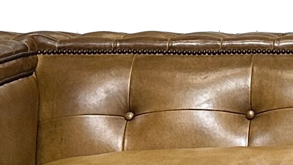 Bob Timberlake Bark Burnish 100% Leather Sofa - Tufted Back - Handcrafted - Made in USA