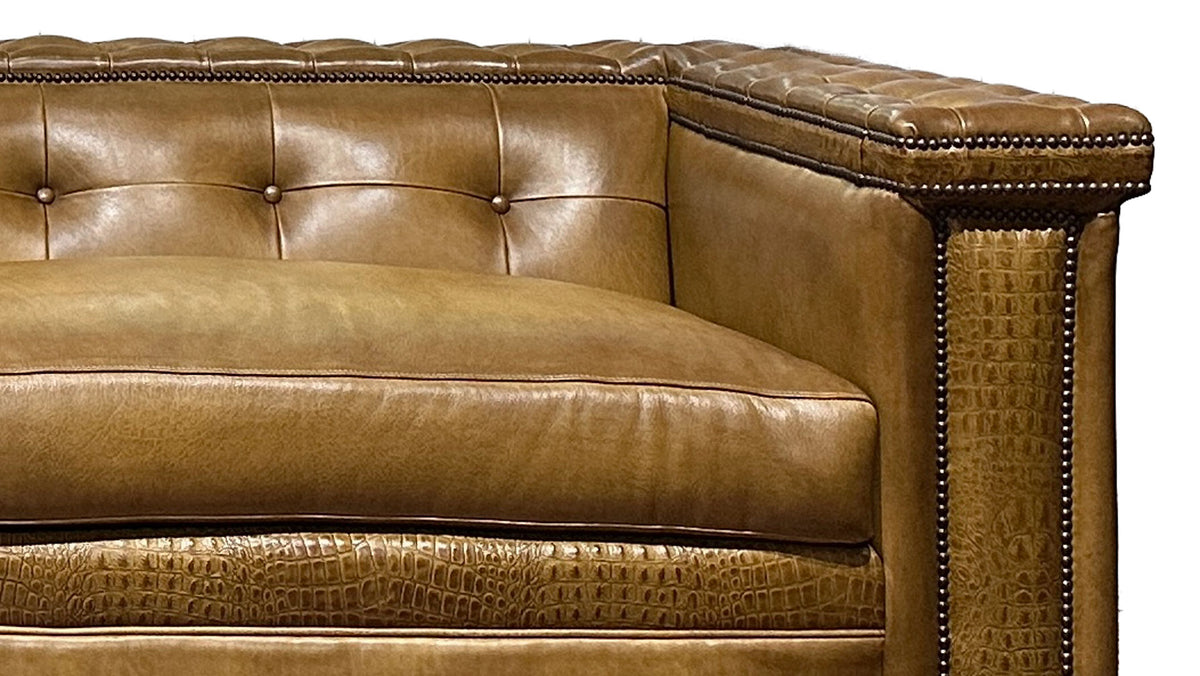 Bob Timberlake Bark Burnish 100% Leather Sofa - Tufted Back - Handcrafted - Made in USA