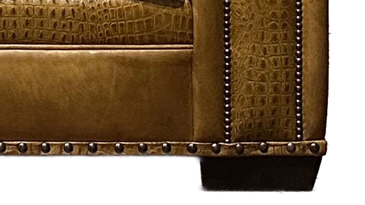 Bob Timberlake Bark Burnish 100% Leather Sofa - Tufted Back - Handcrafted - Made in USA