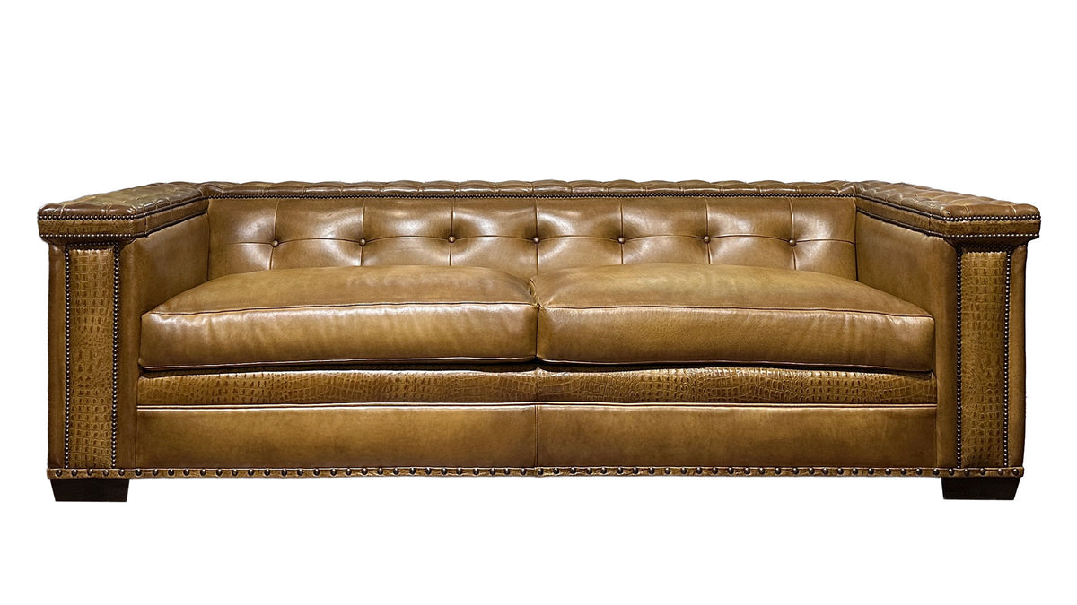 Bob Timberlake Bark Burnish 100% Leather Sofa - Tufted Back - Handcrafted - Made in USA