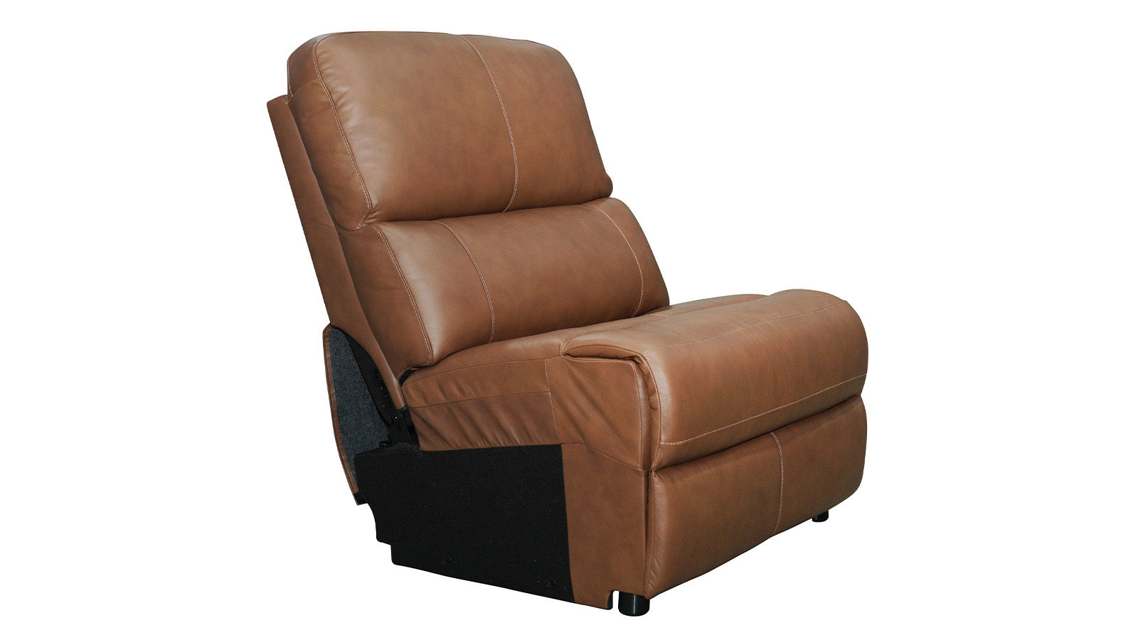 Brown leather recliner chair on a white background