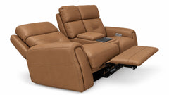 Toasted Almond Texas Longhorn Power Loveseat |Gallery Furniture