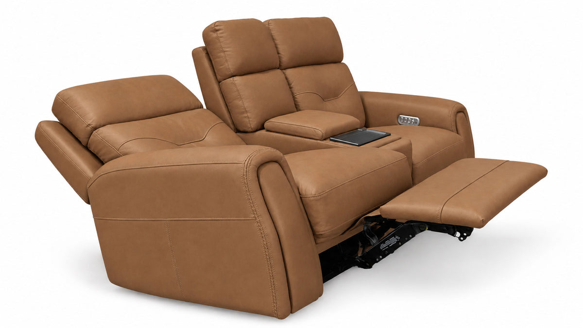 Toasted Almond Texas Longhorn Power Loveseat |Gallery Furniture
