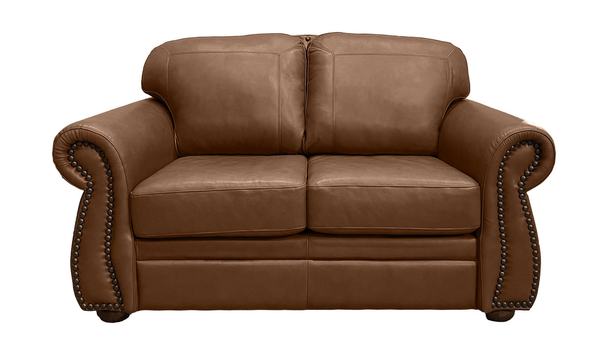 Chesterfield Leather Loveseat In Saddle