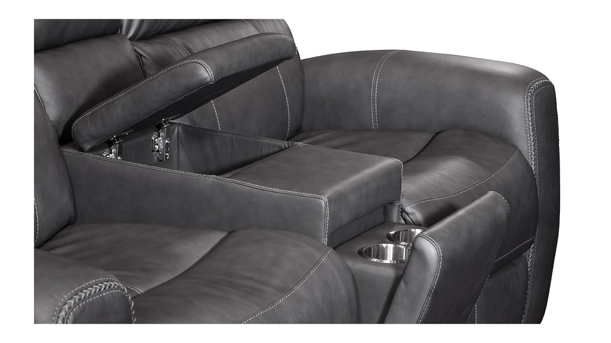 King Cowboy Grey P3 Power Reclining Loveseat w/Console