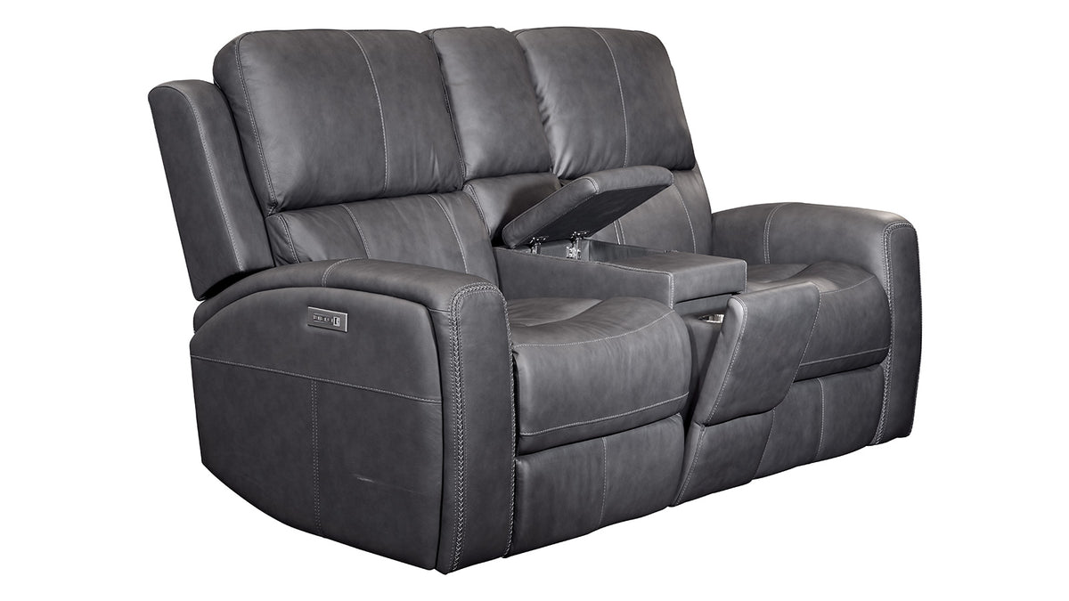 King Cowboy Grey P3 Power Reclining Loveseat w/Console