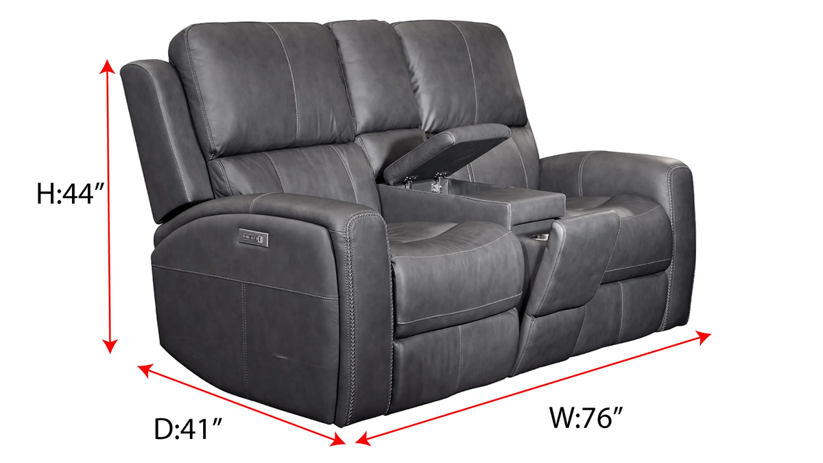 3 Pc King Cowboy Grey Leather P3 Power Reclining Set with Console