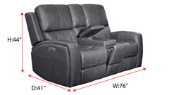 King Cowboy Grey P3 Power Reclining Loveseat w/Console