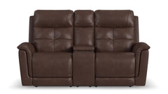 Cloud Nine Stitch Brown Leather P5 Power Reclining Loveseat w/Console