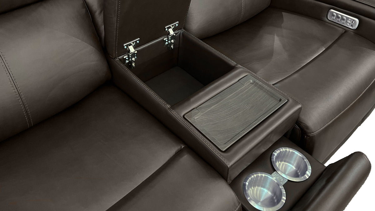 Truffle Brown P5 Power Reclining Loveseat w/Console