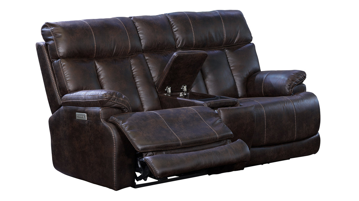 Clive Dark Brown P3 Power Reclining Loveseat with Console
