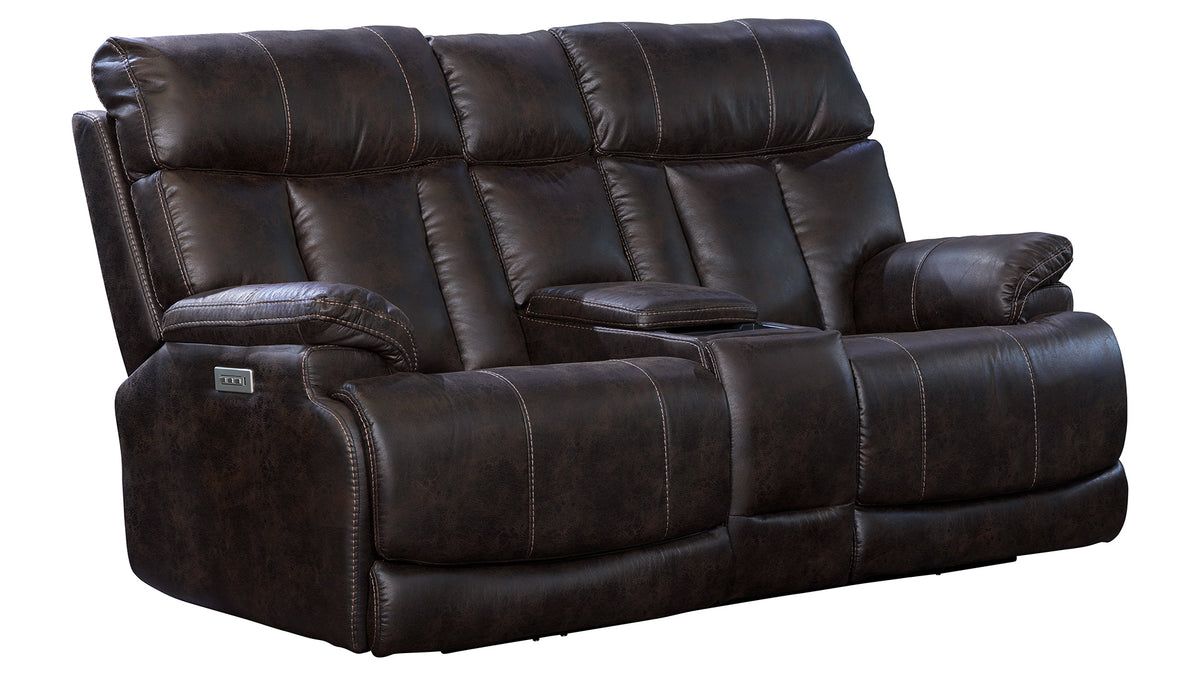Clive Dark Brown P3 Power Reclining Loveseat with Console