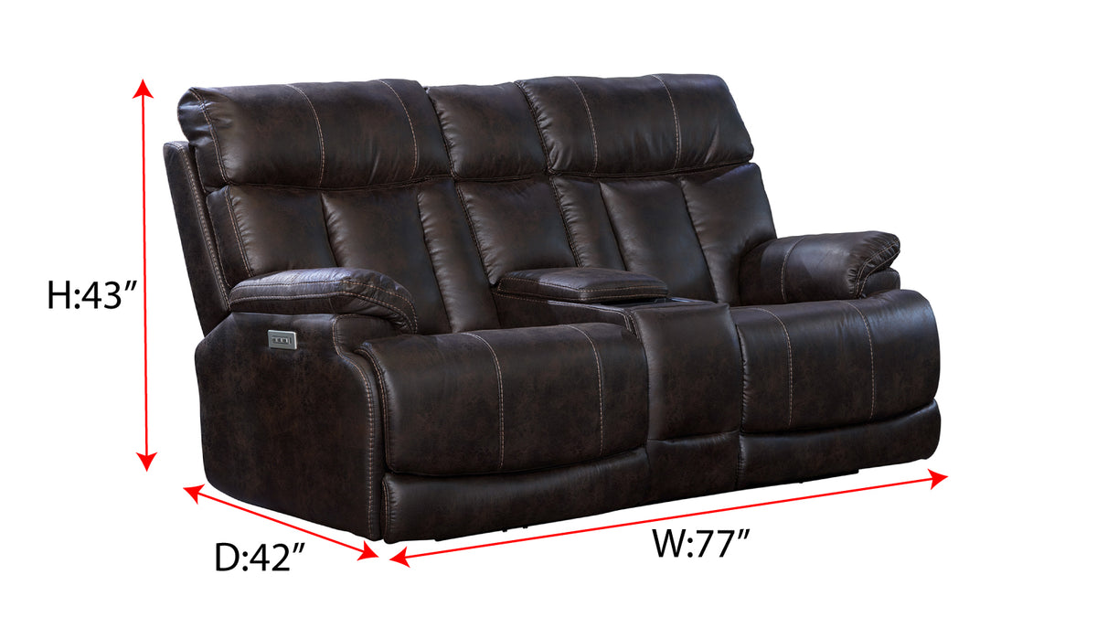 Clive Dark Brown P3 Power Reclining Loveseat with Console