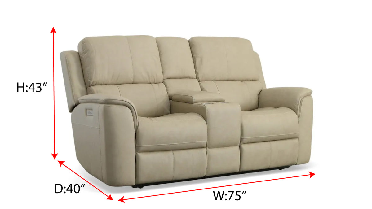Big Spring Beige Leather P3 Power Reclining Loveseat