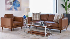 Fiero Tan Leather Match Loveseat
