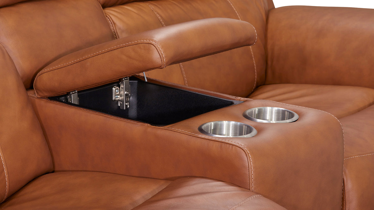 Henry Saddle Brown Leather P3 Power Reclining Loveseat