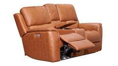 Henry Saddle Brown Leather P3 Power Reclining Loveseat
