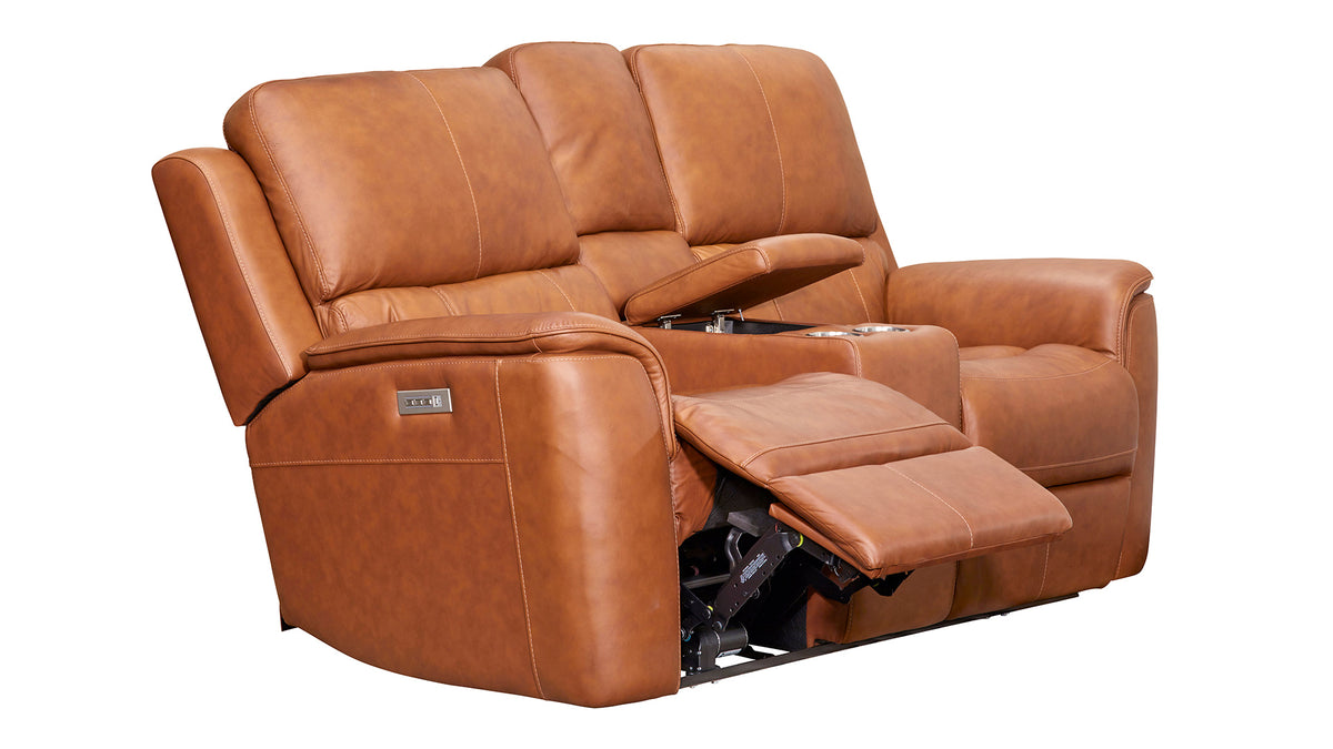 Henry Saddle Brown Leather P3 Power Reclining Loveseat