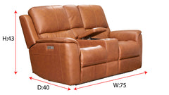 Henry Saddle Brown Leather P3 Power Reclining Loveseat