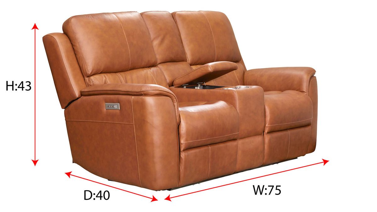 Henry Saddle Brown Leather P3 Power Reclining Loveseat