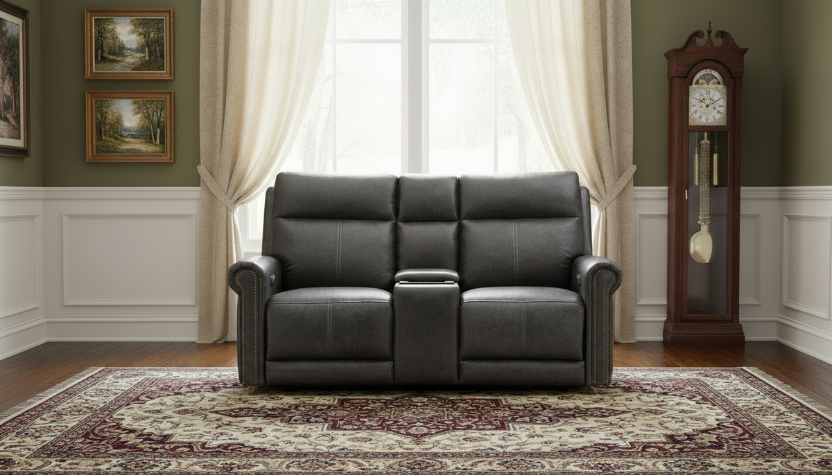 Weathered Stone P3 Power Reclining Loveseat w/Console