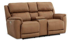Tuscany Butternut Leather P3 Power Reclining Loveseat w/Console