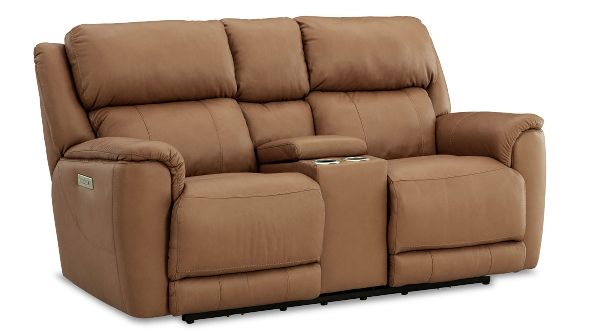 Tuscany Butternut Leather P3 Power Reclining Loveseat w/Console
