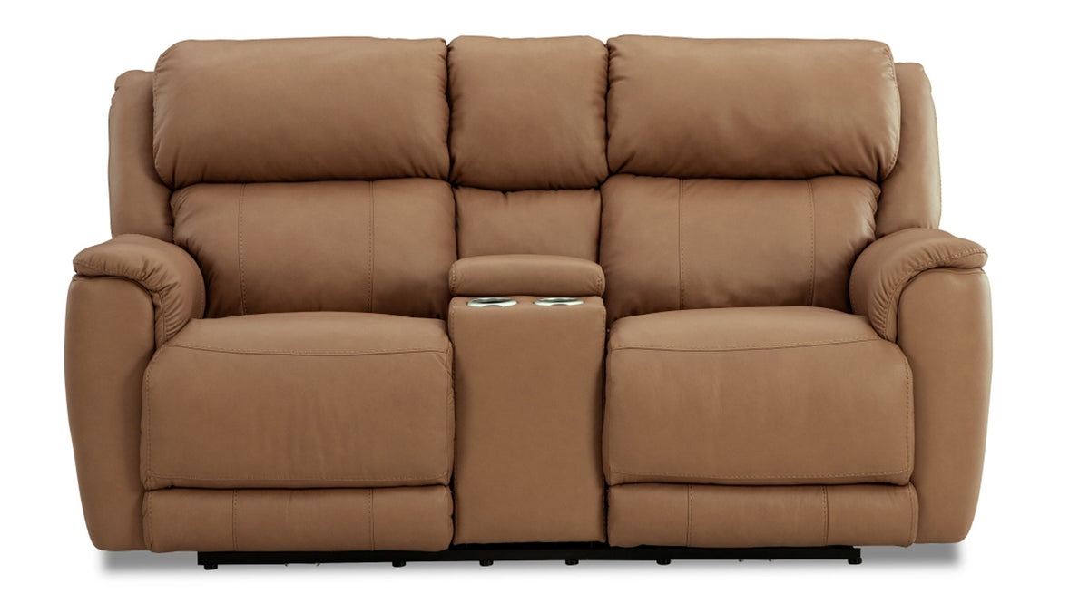 Tuscany Butternut Leather P3 Power Reclining Loveseat w/Console