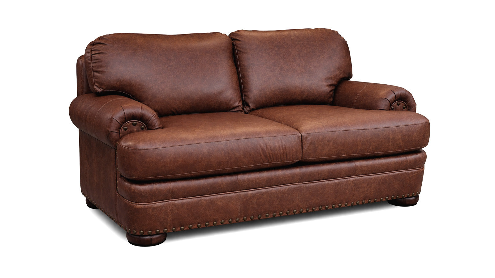 Brown leather sofa on a white background