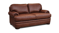 Brown leather sofa on a white background