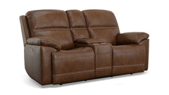 Secretariat Brown Leather P2 Power Reclining Loveseat w/Console
