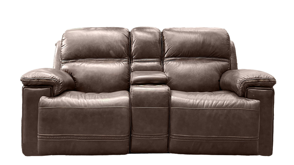 Dark Brown Power Loveseat with Console