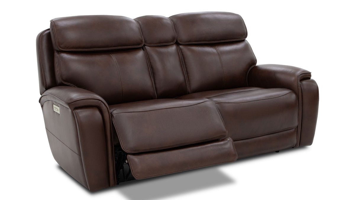 Spiced Walnut P3  Leather Power Motion Love Seat | Gallery Furniture