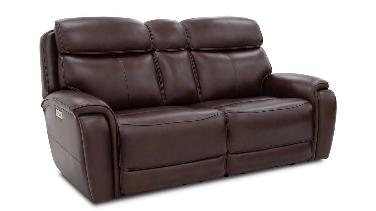 Spiced Walnut P3  Leather Power Motion Love Seat | Gallery Furniture