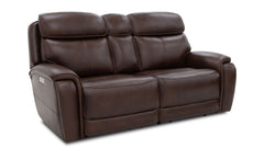 Spiced Walnut P3  Leather Power Motion Love Seat | Gallery Furniture