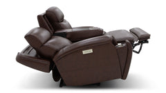 Spiced Walnut P3  Leather Power Motion Love Seat | Gallery Furniture