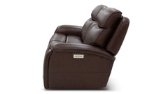 Spiced Walnut P3  Leather Power Motion Love Seat | Gallery Furniture