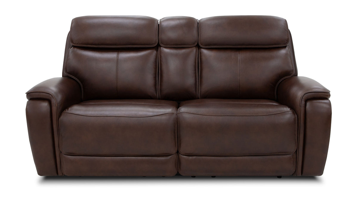 Spiced Walnut P3  Leather Power Motion Love Seat | Gallery Furniture