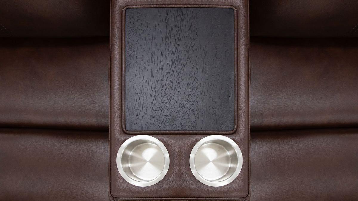 Spiced Walnut P3  Leather Power Motion Love Seat | Gallery Furniture