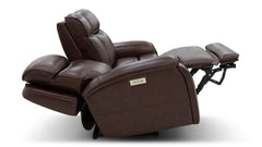 Spiced Walnut P3  Leather Power Motion Love Seat | Gallery Furniture