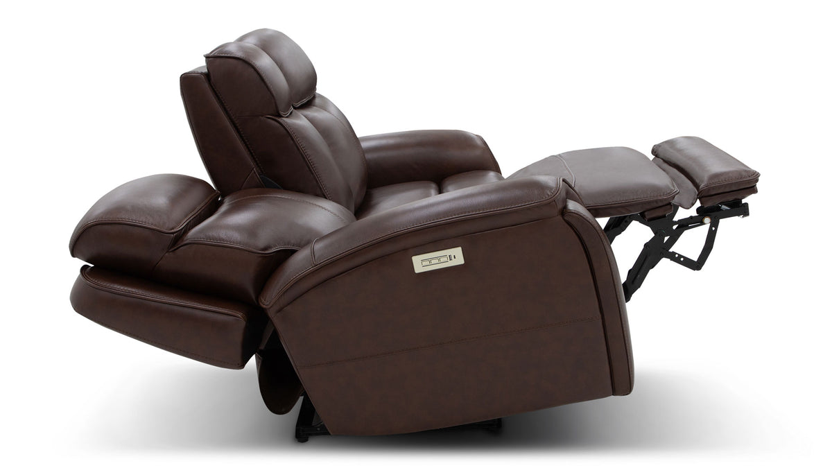 Spiced Walnut P3  Leather Power Motion Love Seat | Gallery Furniture
