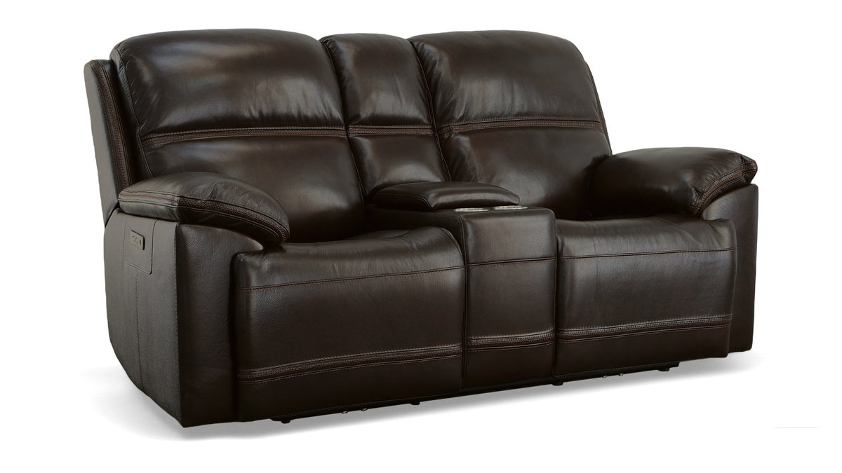 Secretariat Burgundy Leather P2 Power Reclining Loveseat w/Console