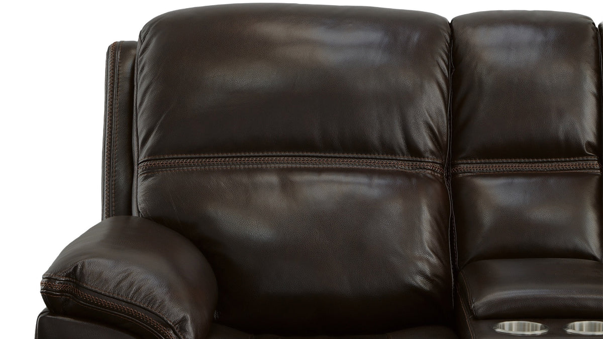 Secretariat Burgundy Leather P2 Power Reclining Loveseat w/Console