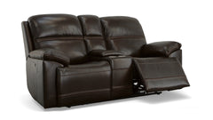 Secretariat Burgundy Leather P2 Power Reclining Loveseat w/Console