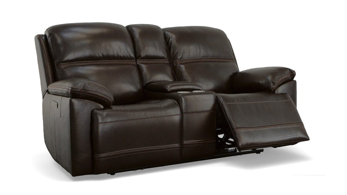 Secretariat Burgundy Leather P2 Power Reclining Loveseat w/Console