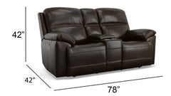 Secretariat Burgundy Leather P2 Power Reclining Loveseat w/Console