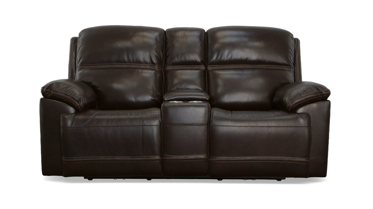 Secretariat Burgundy Leather P2 Power Reclining Loveseat w/Console