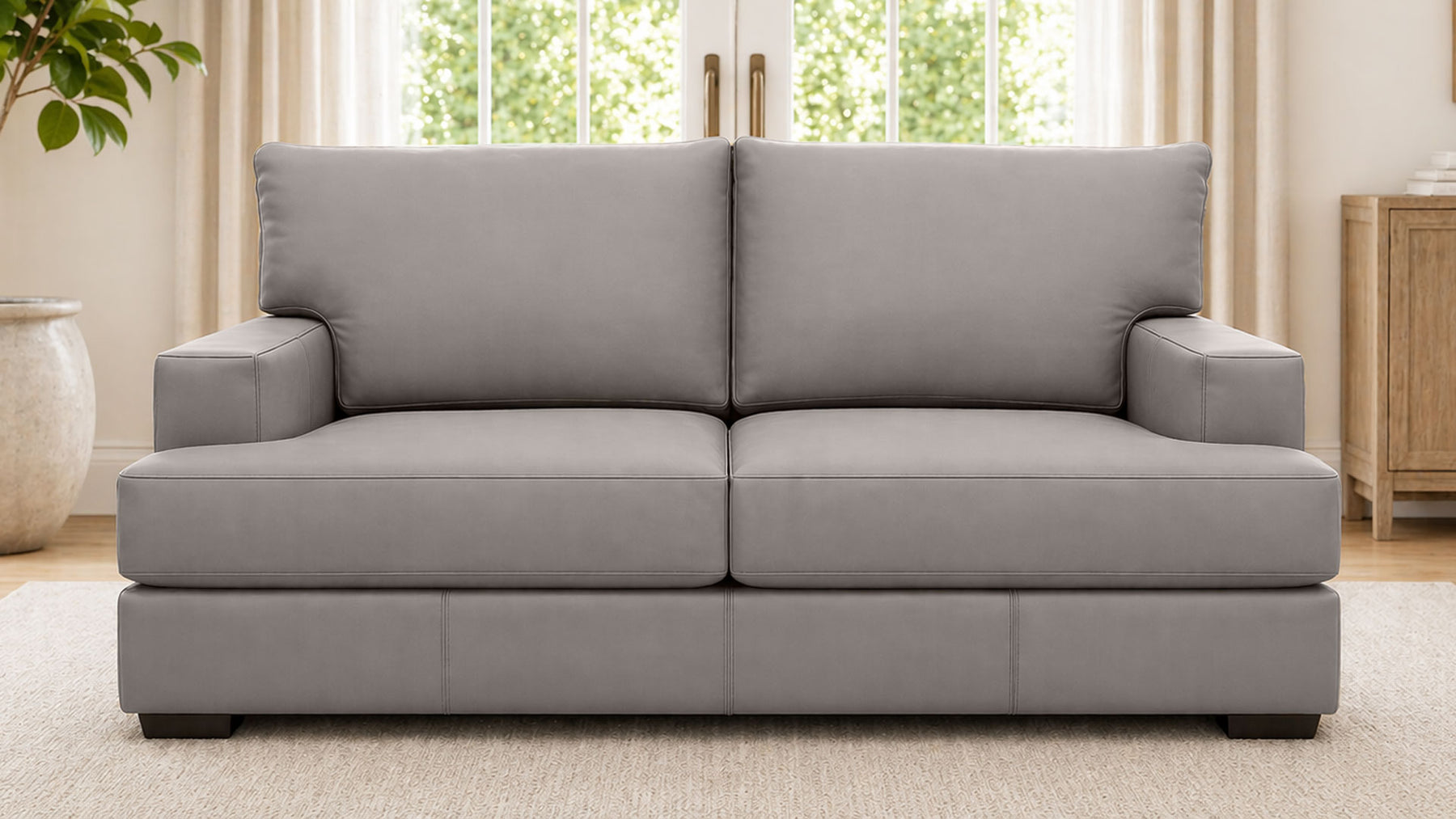 Sofá de dos plazas «Smoke» de cuero de grano superior de alta calidad de Mayo | Fabricado en EE. UU. | Disponible hoy mismo | Gallery Furniture