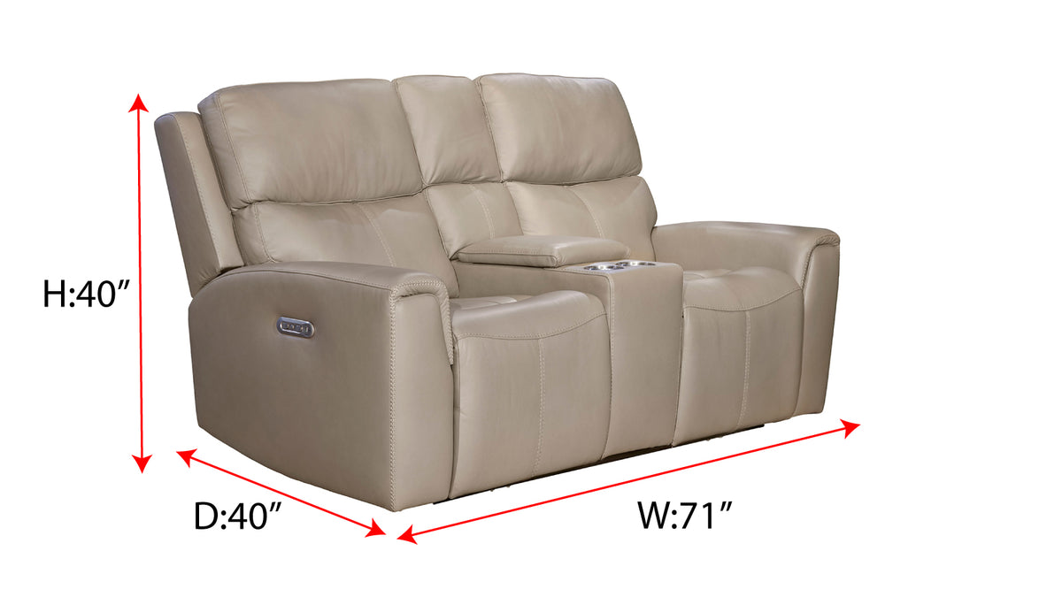 Stark Leather Power Reclining Loveseat with Console